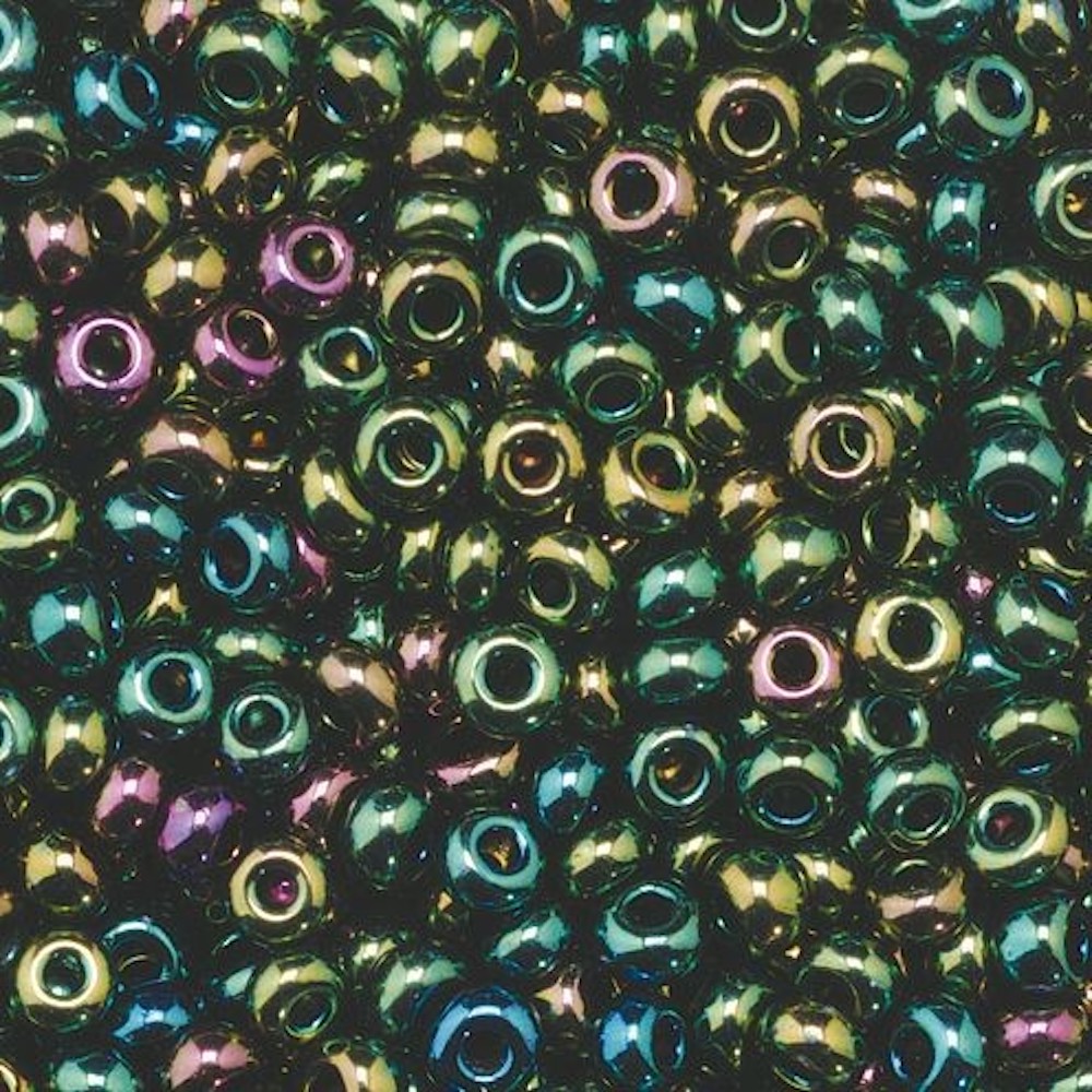 Indianerperlen metallic, D= 2,6 mm, 17 g, grün regenbogen