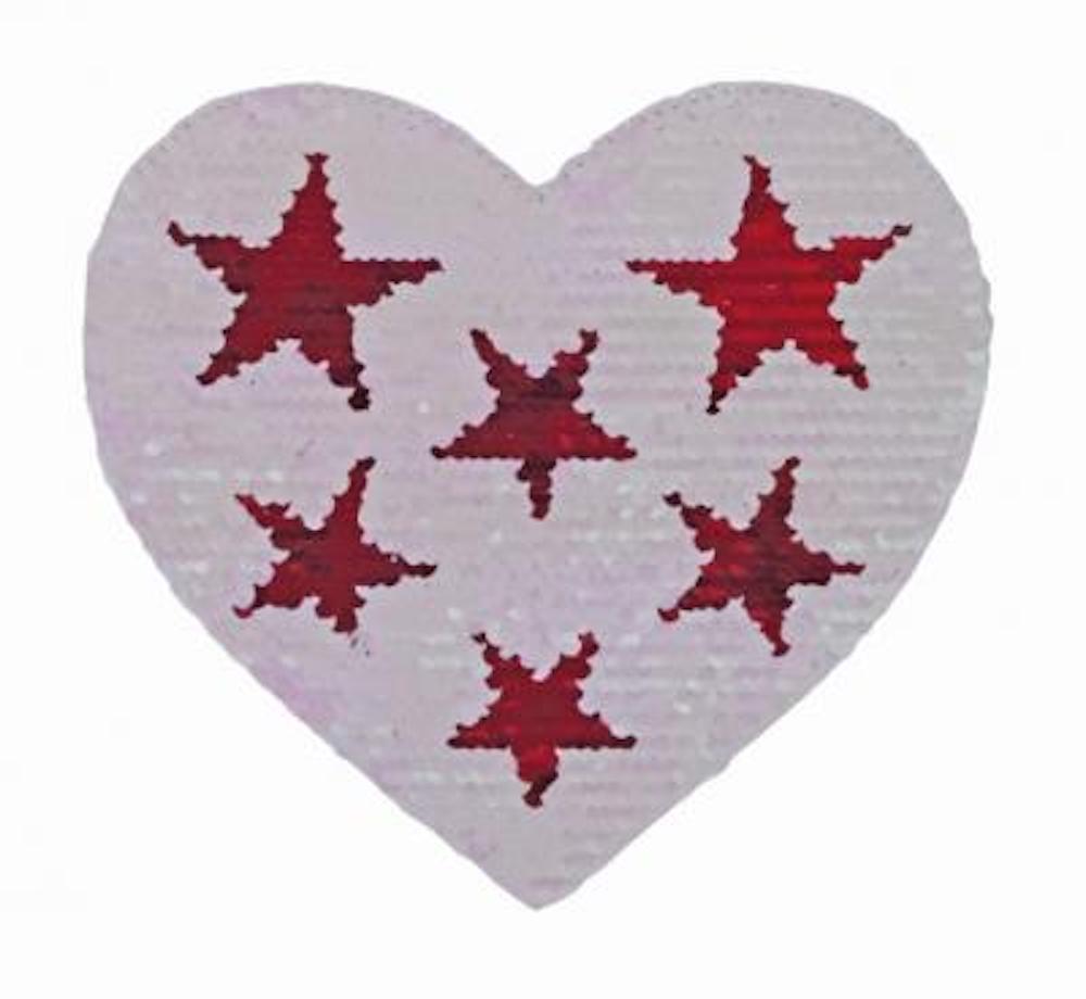 Applikation groß - aufbügelbar Wendepailletten Herz Sterne  ca. 19 x 19 cm, 1 Stck.  