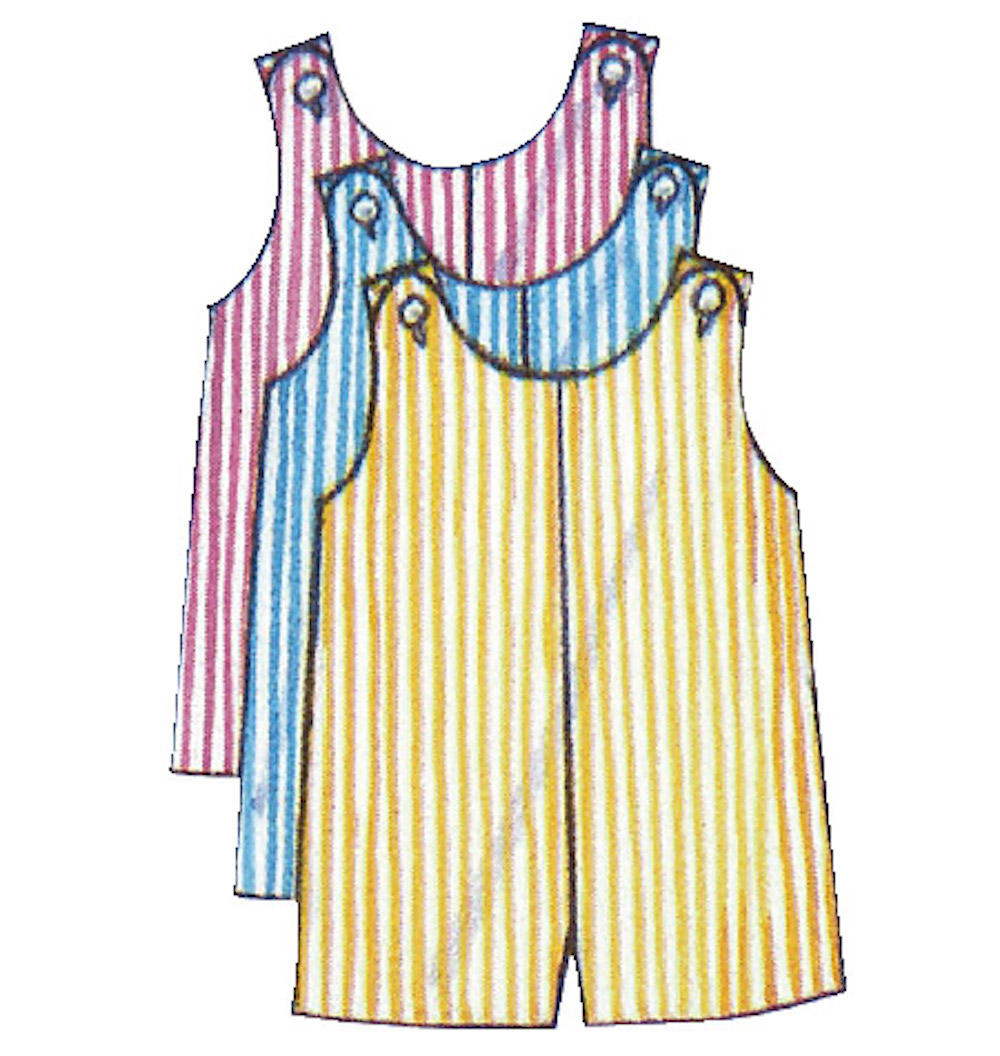 Butterick® Papierschnittmuster Baby Kleid/Hut/Anzug/Höschen/Schürze B5625
