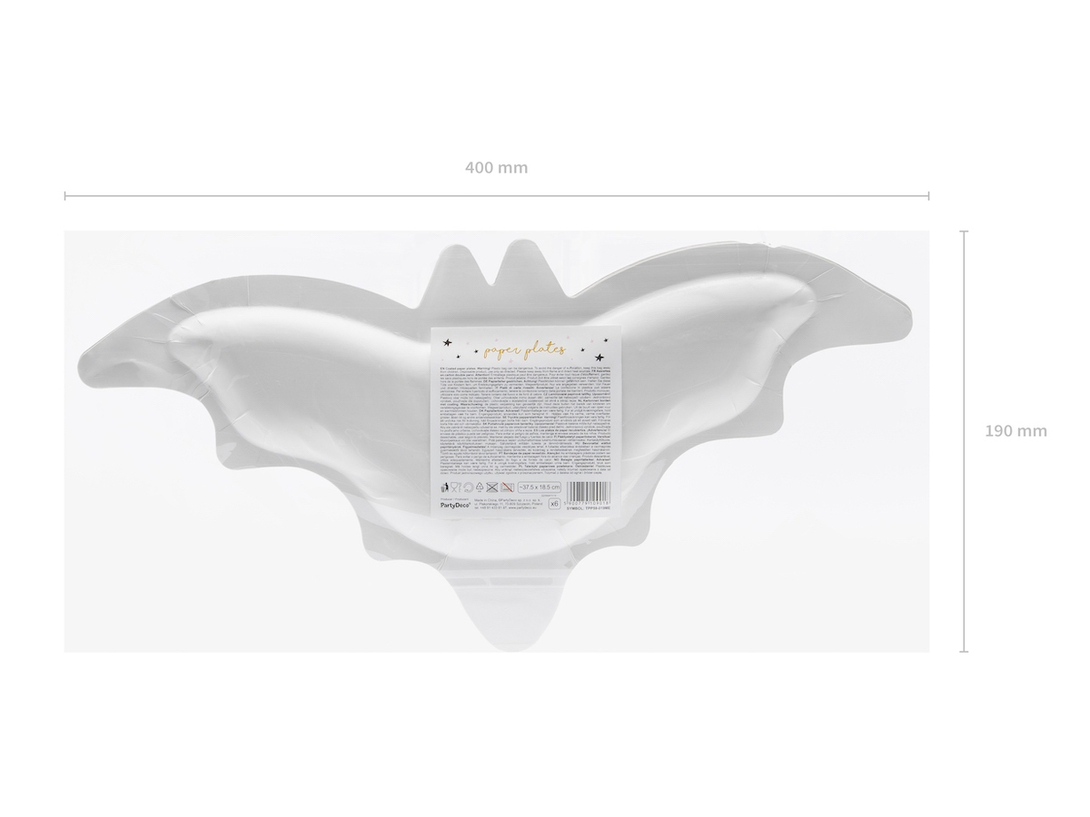 Pappteller Trend - 37cm - Bat, Fledermaus gold, Halloween, 6 Stück