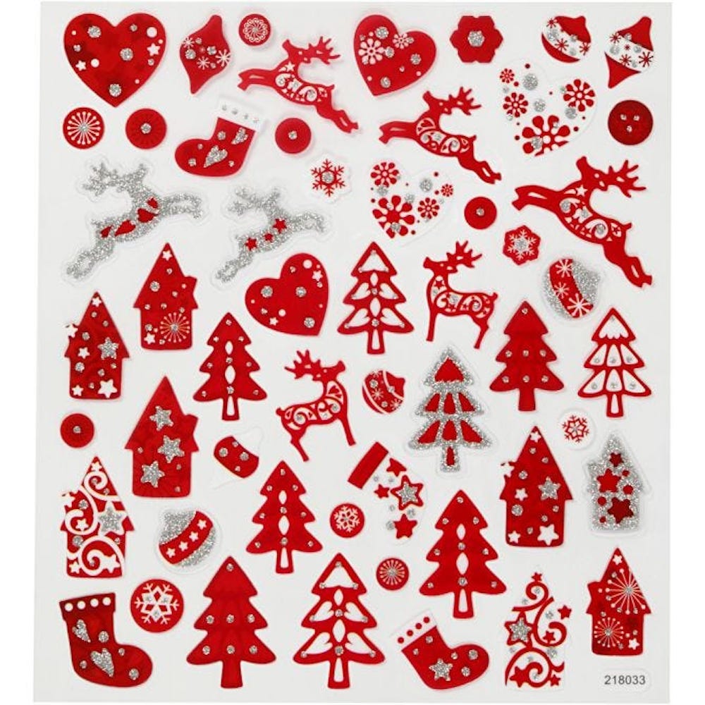 Sticker, Weihnachten in Rot und Weiß, 15x16,5 cm, 1 Bl.