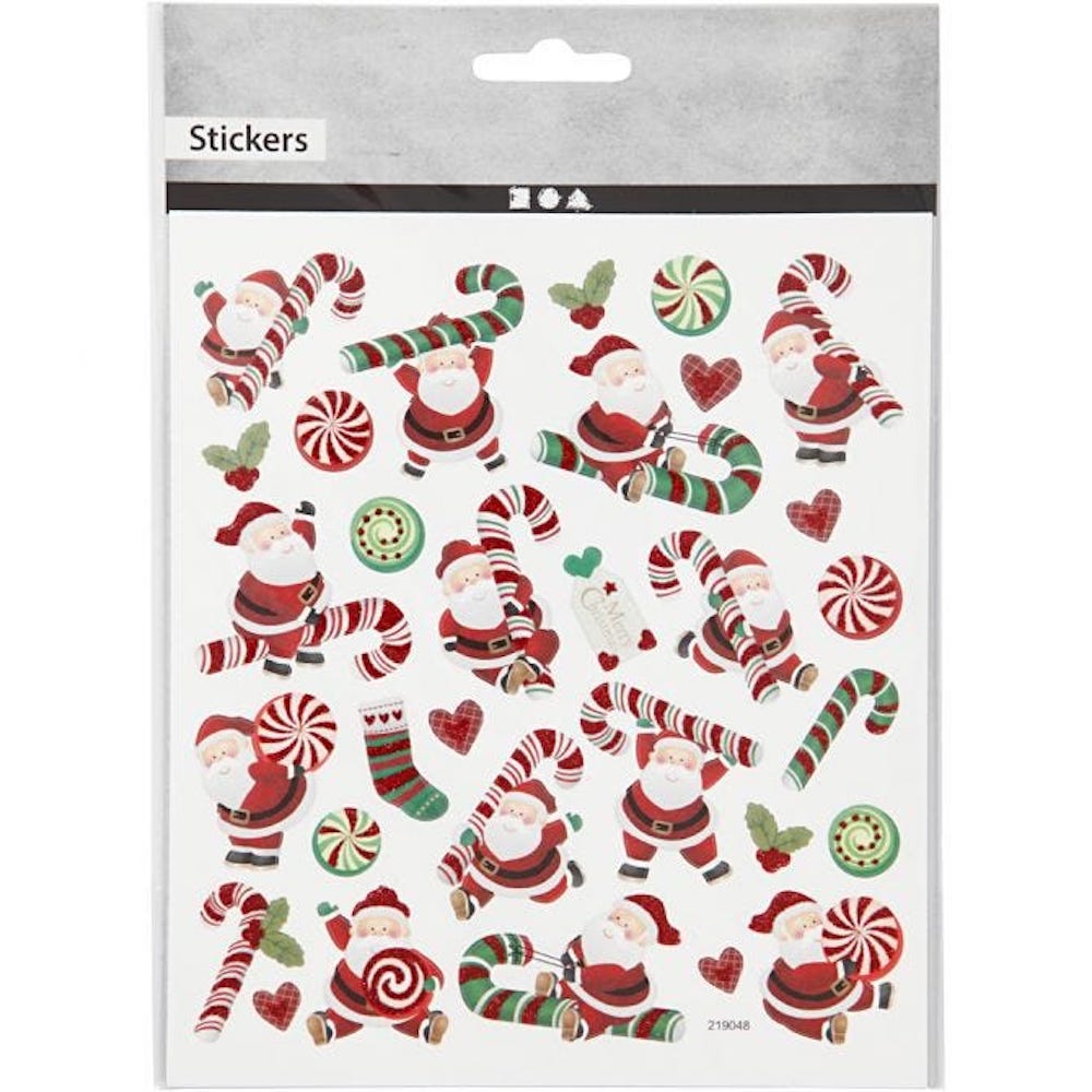 Sticker, Nikolaus mit Candy Stick, 15x16,5 cm, 1 Bl.