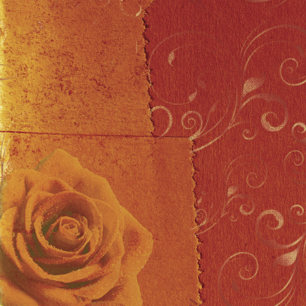 Scrapbook-Papier doppelseitig, 30,5 x 30,5 cm, große Rose orange, 1 Bogen