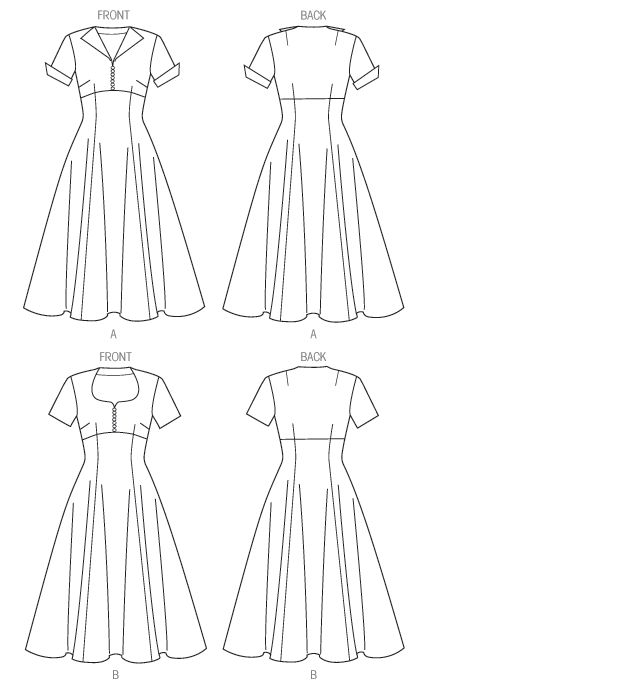 Butterick® Papierschnittmuster Retro'52 Kleid Damen B6018