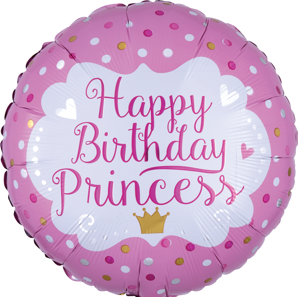 Folienballon rund - Happy Birthday Princess - 43cm