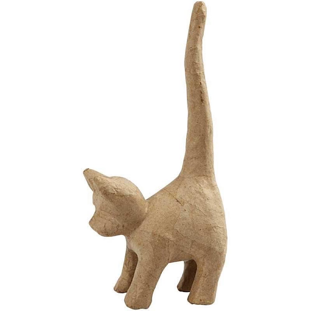 Figur - Pappmaché Katze, H: 28 cm, L: 12 cm, 1 Stck.