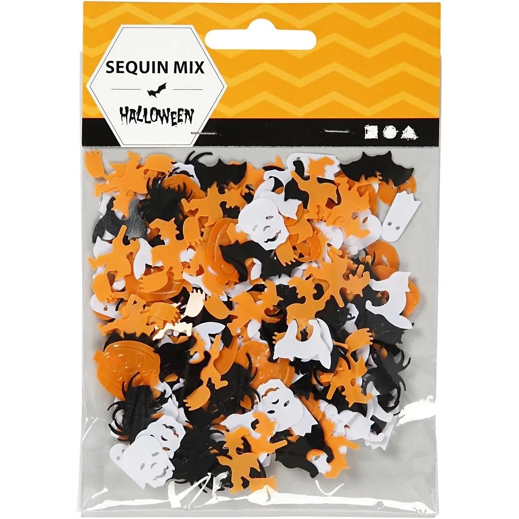 Folienkonfetti Halloween Mix, orange/schwarz/weiß, 10-20mm, 15g