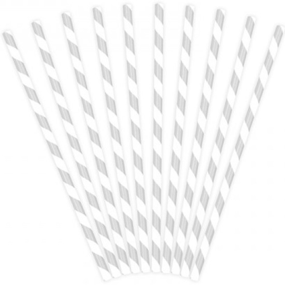 Papierstrohhalme mit Streifen, 10 Stk., 19,5cm