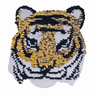 Applikation groß - aufbügelbar Wendepailletten Tiger  ca. 19 x 19 cm, 1 Stck.  
