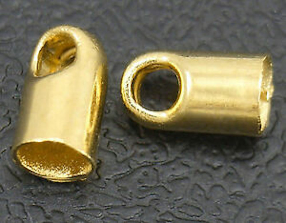 Endkappen 4mm, 1 Parr, goldfarbig, mit Verschluss