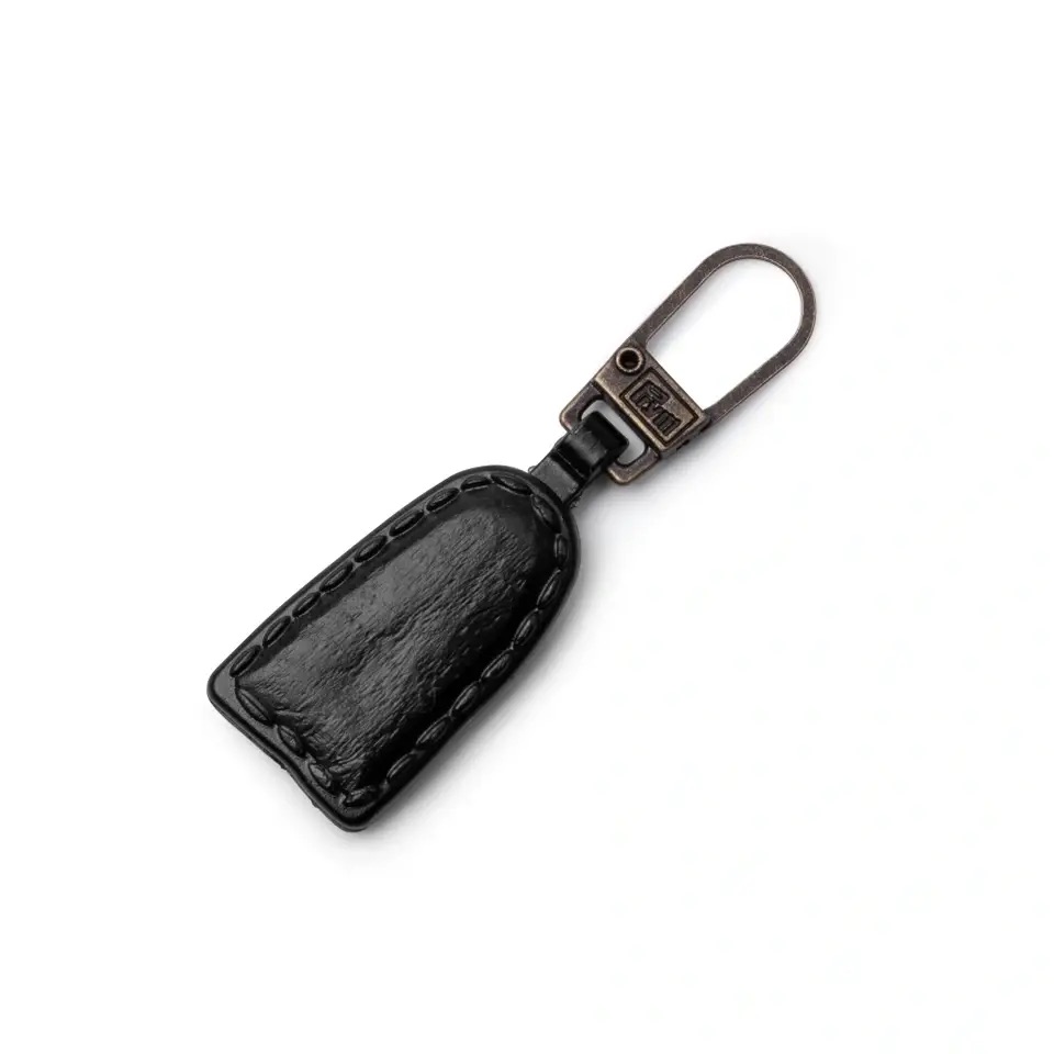 Fashion-Zipper, Lederlook, schwarz   46 mm x 13 mm x 3 mm 