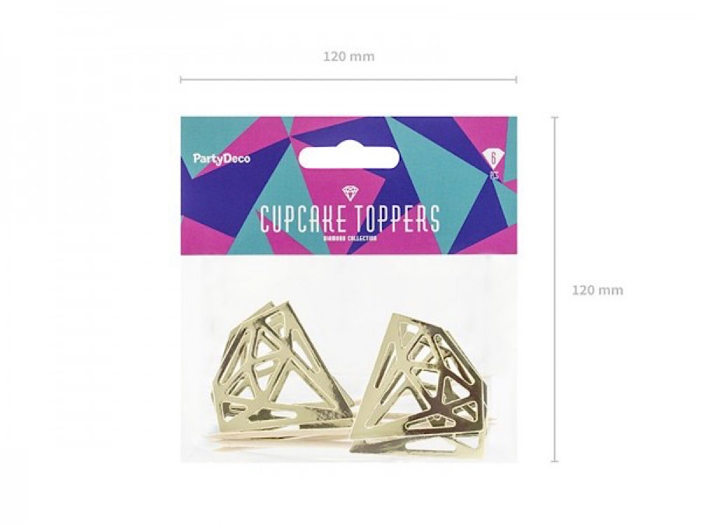 Goldene Cupcake Topper in Diamantenform - Diamond Collection 