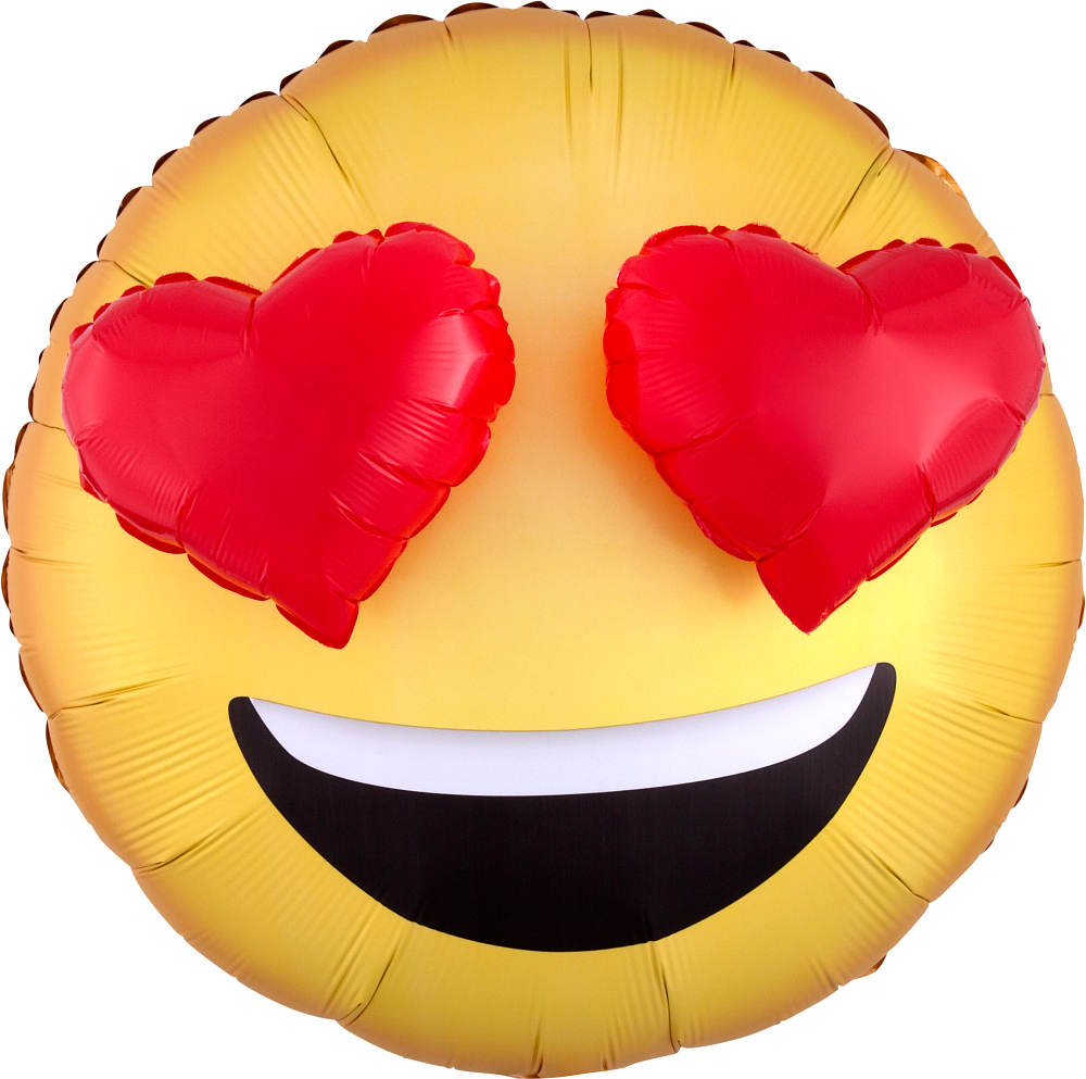 Folienballon - 3D Emoticon mit Herzaugen - Ø 71cm