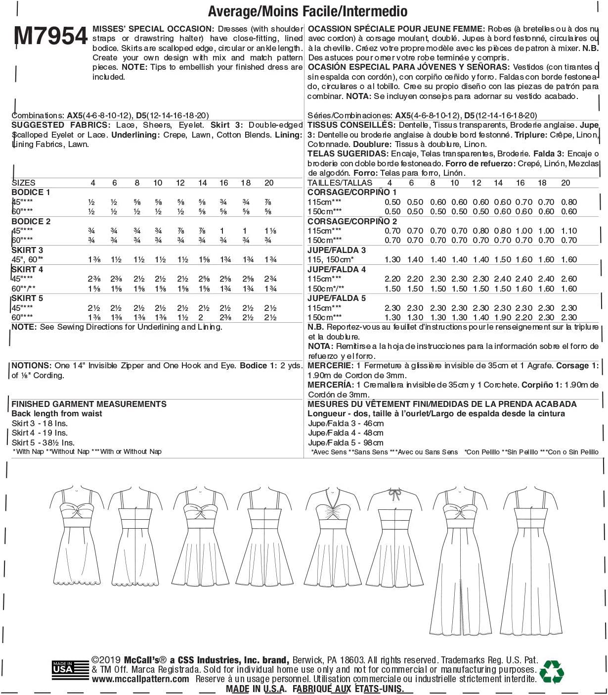 McCall's® Papierschnittmuster Kleid Damen M7954 Größe AX5
