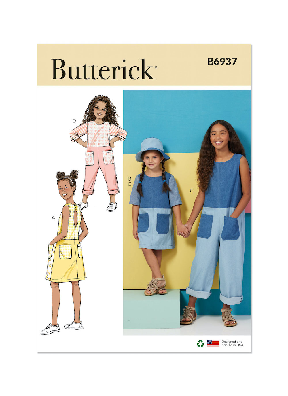 Butterick® Papierschnittmuster Kleid/Rock/Overall Mädchen B6937
