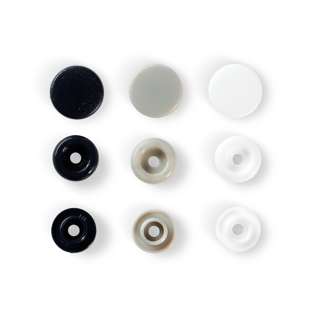 Druckknopf Color Snaps, Prym Love, 12,4mm, schwarz/weiß/grau, 30 Stk.