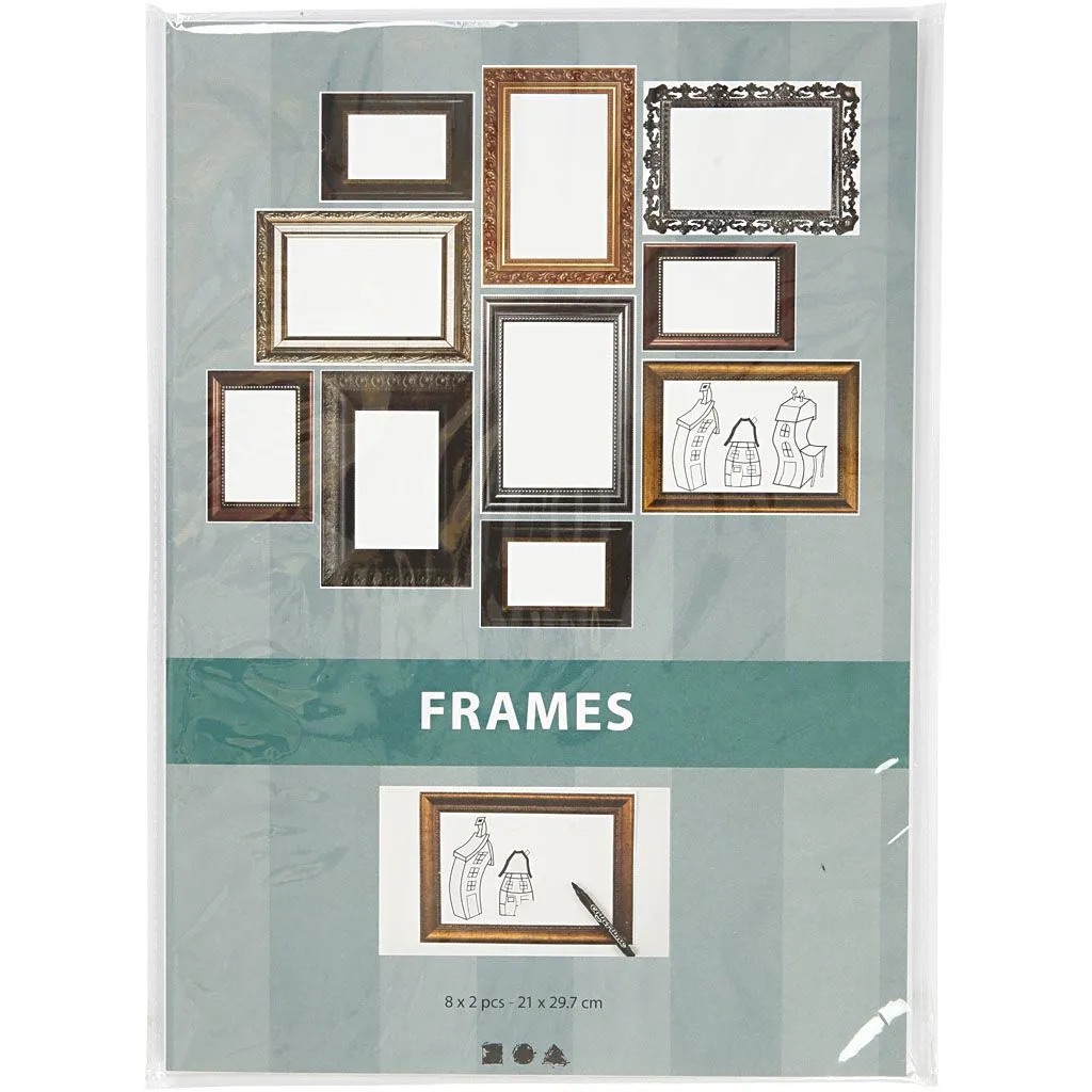 Rahmen aus Papier, Größe 26,2x18,5 cm, Metallic-Farben, 16 Bl. sort./ 1 Pck