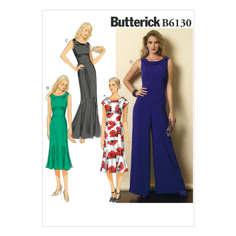 Butterick® Papierschnittmuster schmales Kleid Hosenanzug festlich Damen B6130