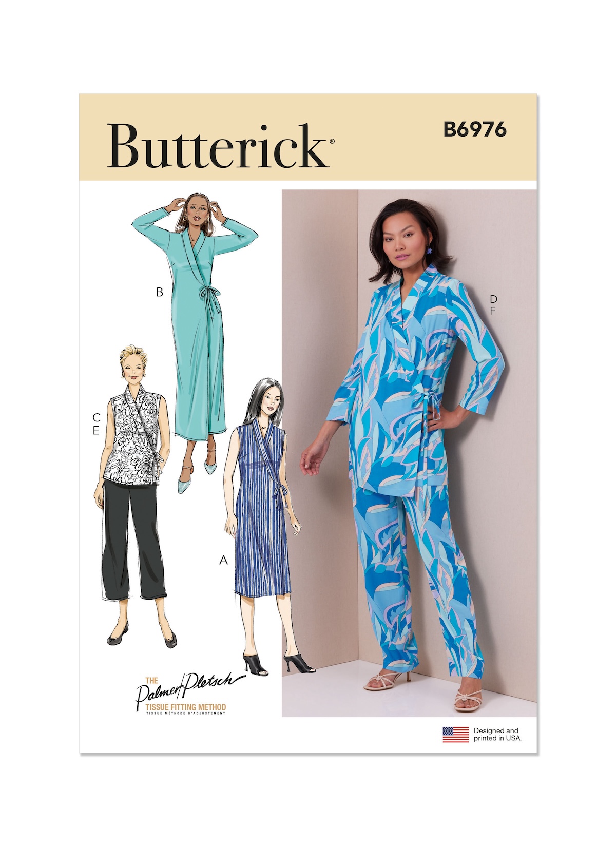 Butterick® Papierschnittmuster Damen - Kleid und Oberteil Wickeloptik - B6976