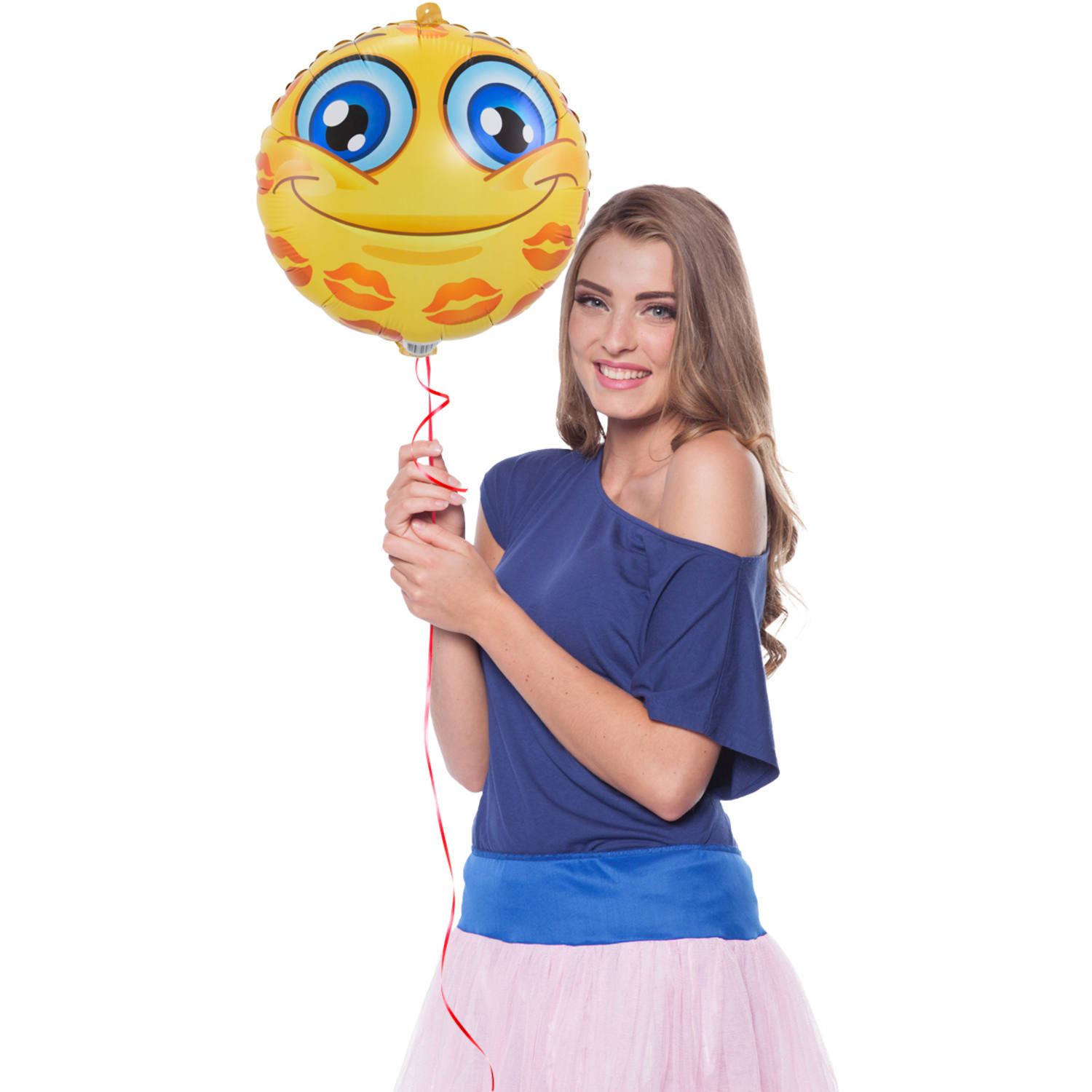Folienballon rund - Smiley Küsse - 45cm