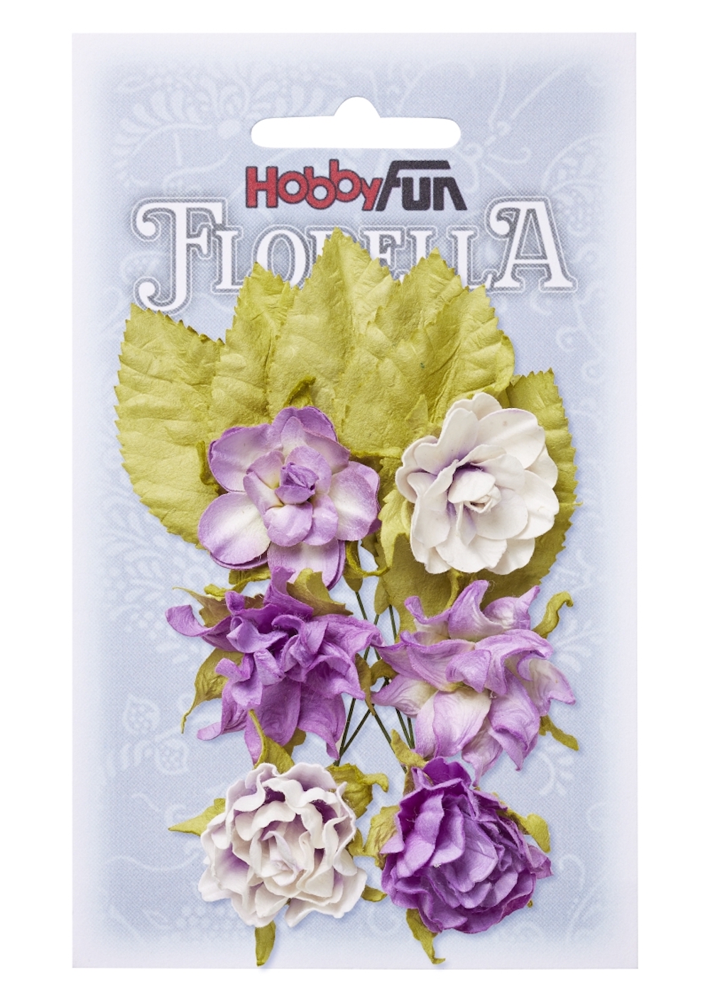 FLORELLA-Blüten & Blätter aus Maulbeer-Papier 3 cm, lavendel, Btl. à 6 St.