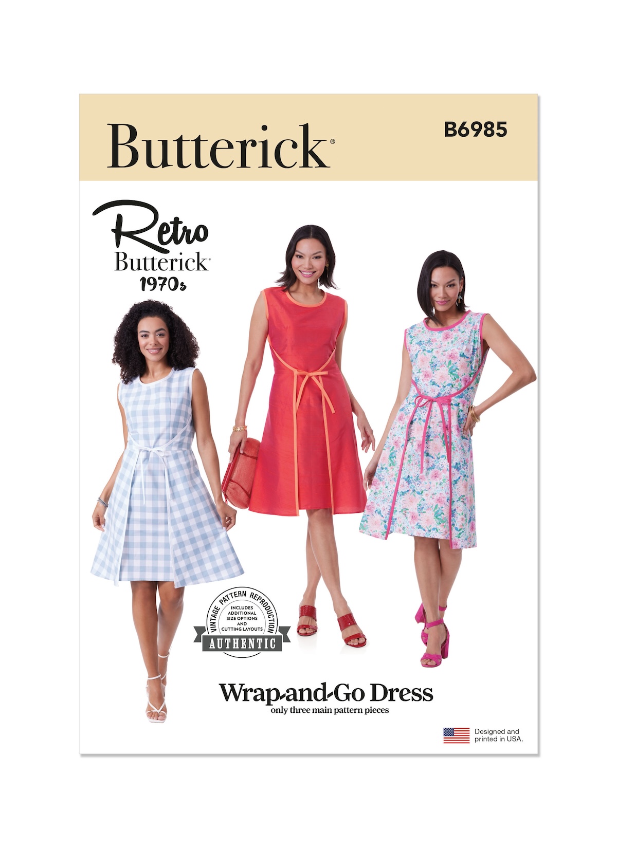 Butterick® Papierschnittmuster Vintage 1970' Kleid - B6985