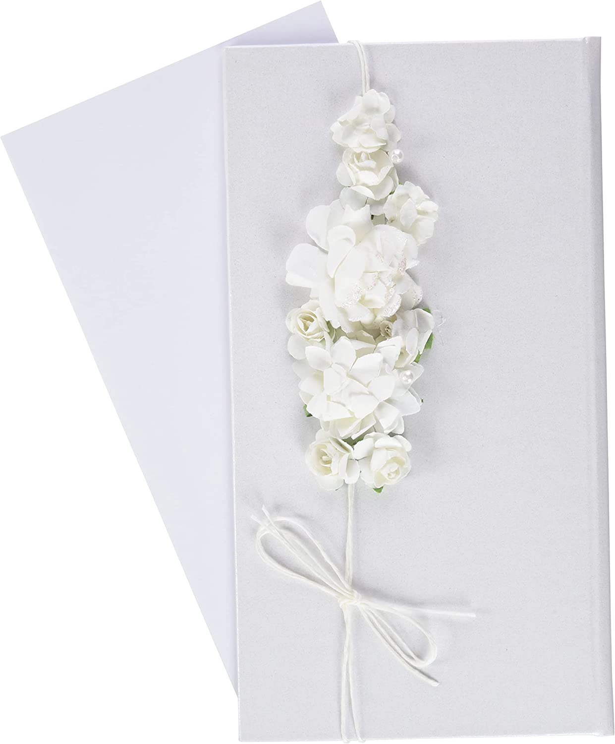 Umschlag für Geldgeschenke mit Blumen, weiß, 10,5x19,5cm