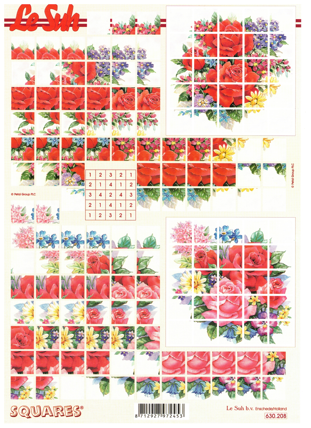 3D-Motivbogen zum Schneiden, Blumenstrauß/Rosen/Squares