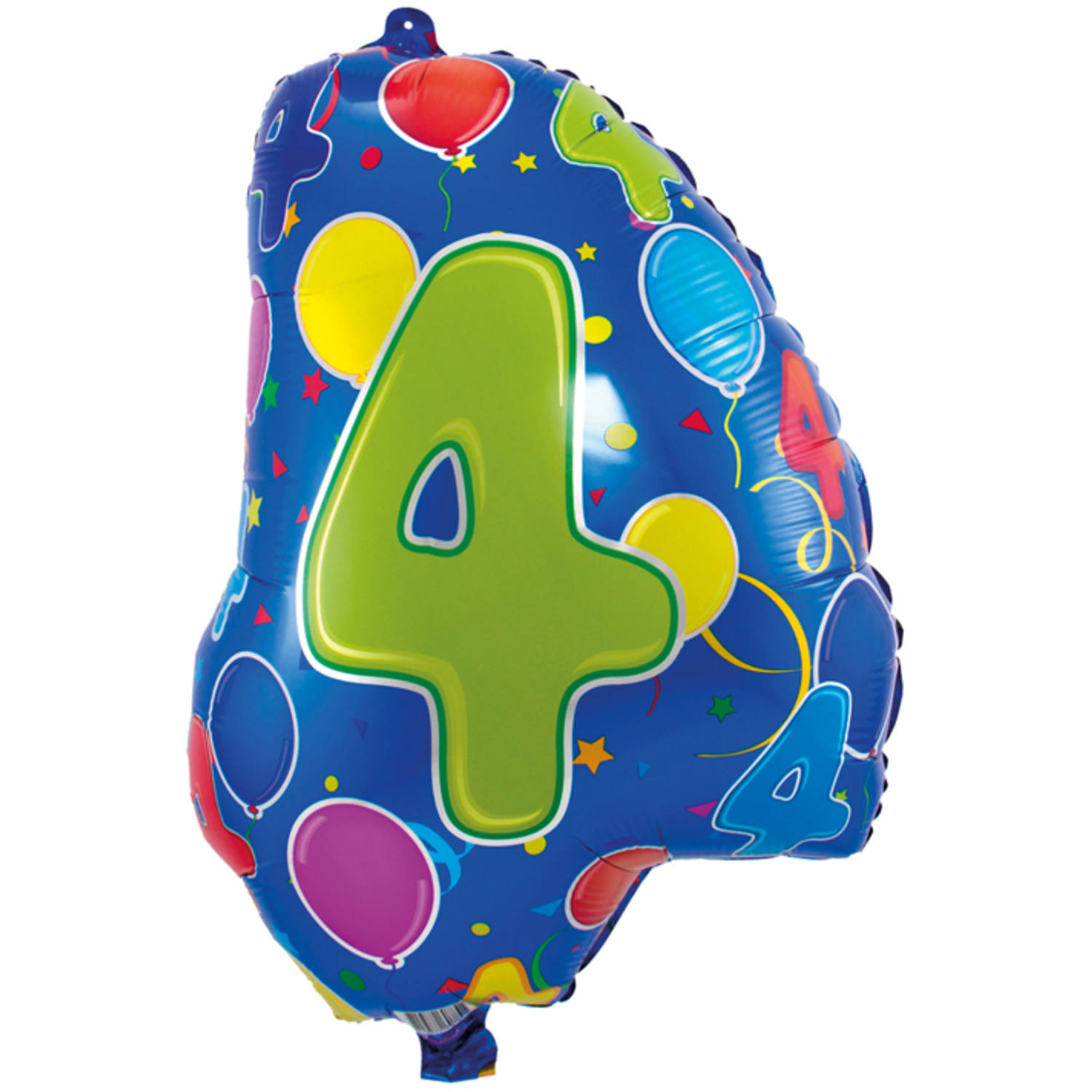 Folienballon  Zahl 4  - grün/blau - 56cm (Unverpackt)