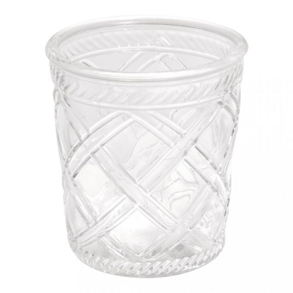 Glas Vase , 13,5cm ø 15cm, Rauten Optik