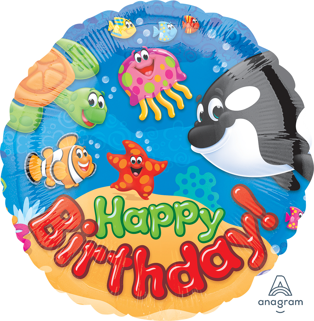 Folienballon rund - Happy Birthday Sea Buddies - 43cm