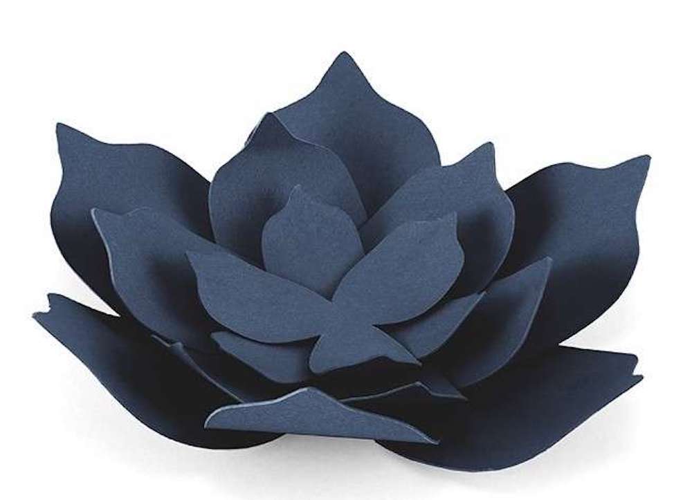Papierdeko Blumen, 3 Stück, Marineblau, 7,5-8,5cm