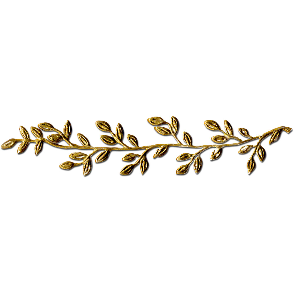 Wachs-Blätterzweig, weiß/gold, 11,5 x 2,5cm, 1 Stk