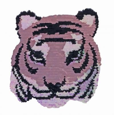 Applikation groß - aufbügelbar Wendepailletten Tiger  ca. 19 x 19 cm, 1 Stck.  