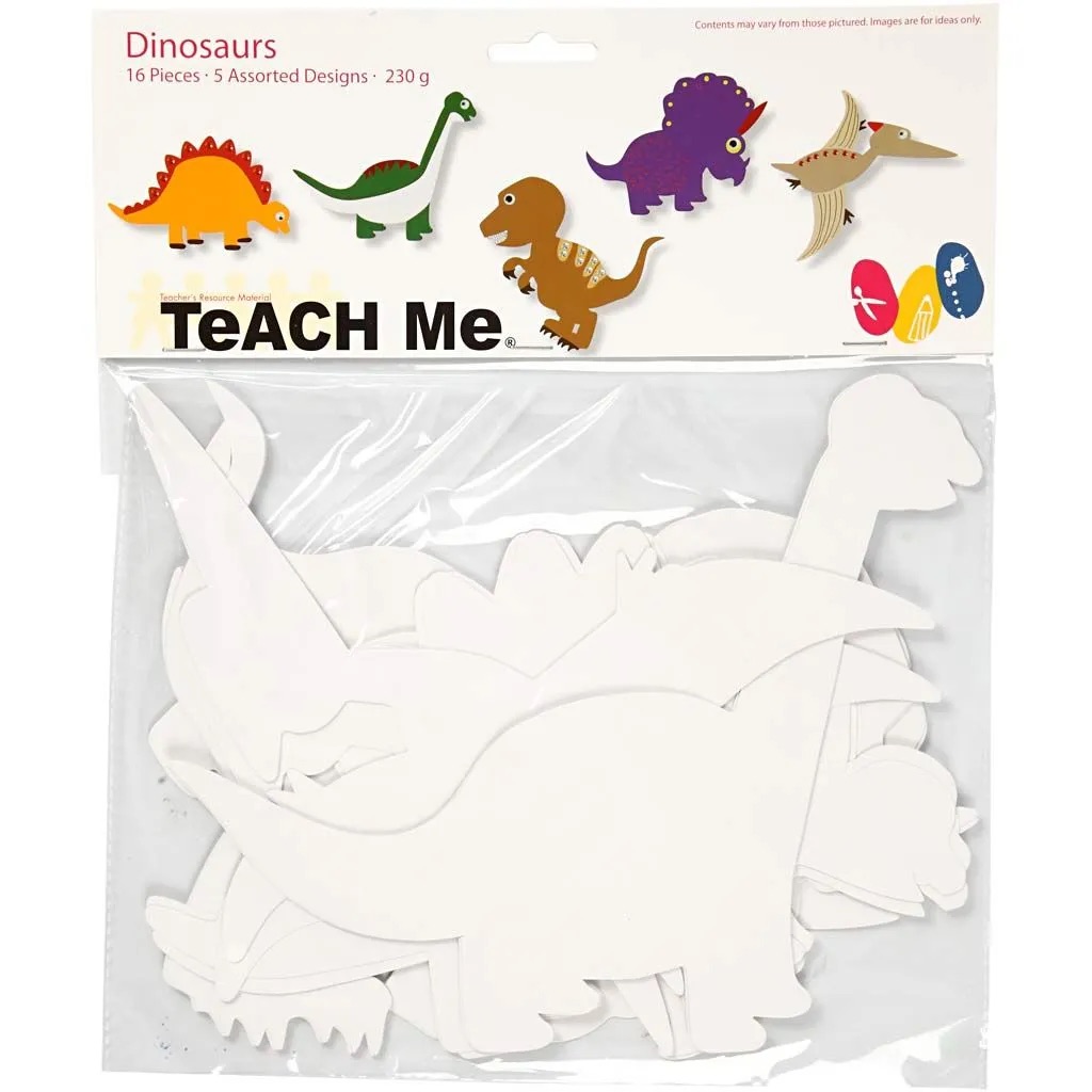 Papierfiguren, Dinosaurier, H: 15-22 cm, B: 24-25 cm, 230 g, Weiß, 16 Stk/ 1 Pck