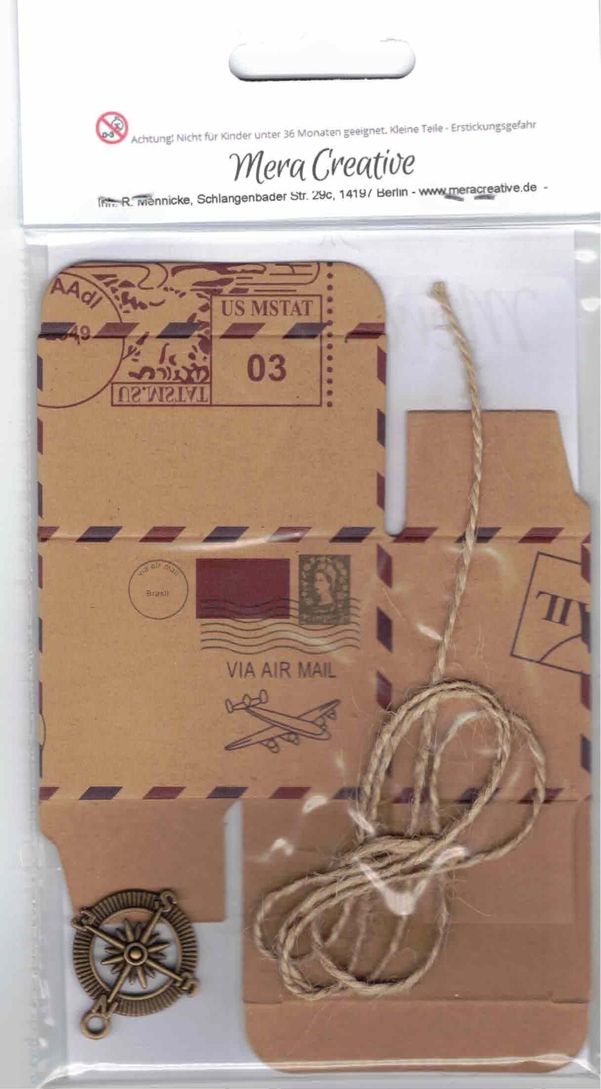 Geschenkbox Air Mail, 3,6 x 6 x 4,7 cm   1 Stck.  