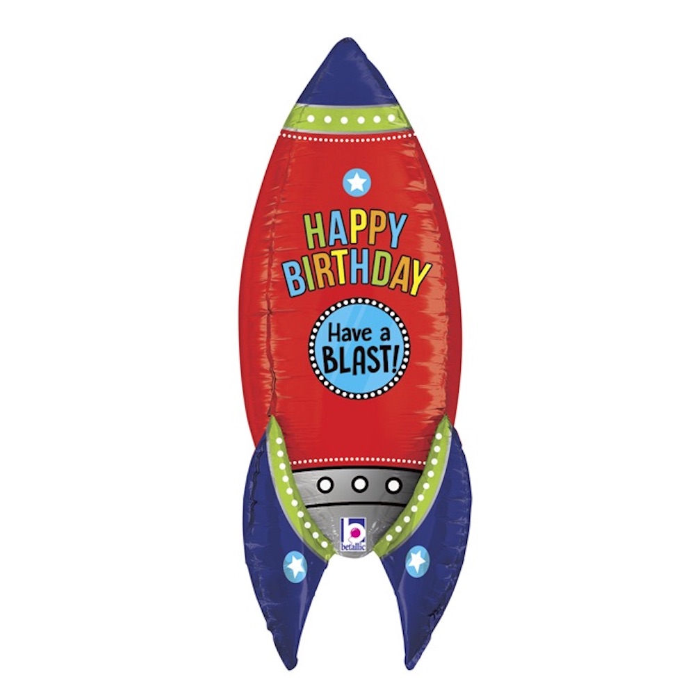 Folienballon - Happy Birthday Rakete - 91cm