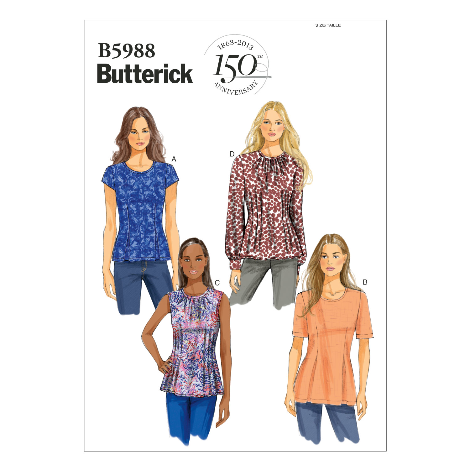 Butterick® Papierschnittmuster  Oberteil/Bluse  Damen B5988