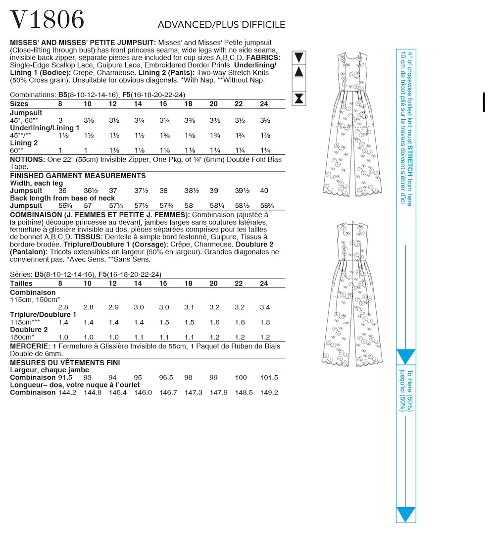 Vogue® Patterns Papierschnittmuster Damen - Jumpsuit - V1806