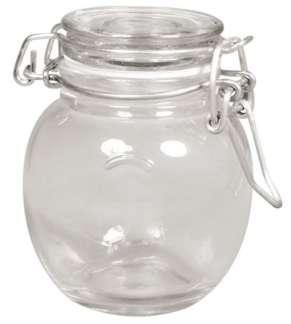 Drahtbügelglas mini mit weißem Gummi, H:14,5cm D:10 cm 