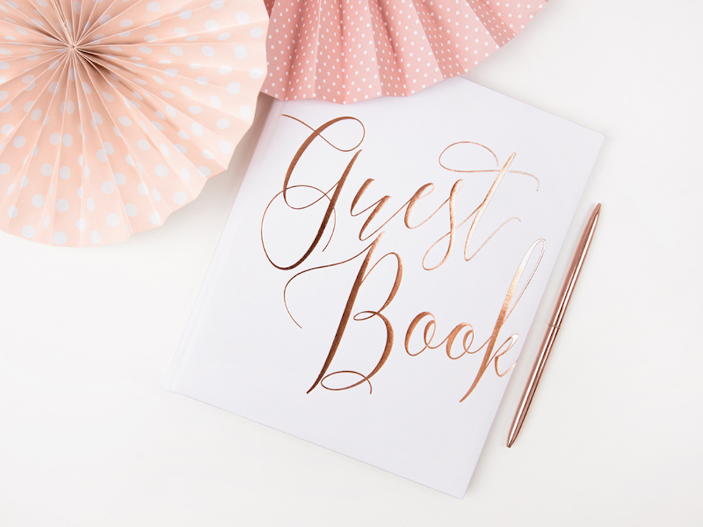 Gästebuch Guest book, roségold/weiß, 20 x 24,5cm, 22 Seiten