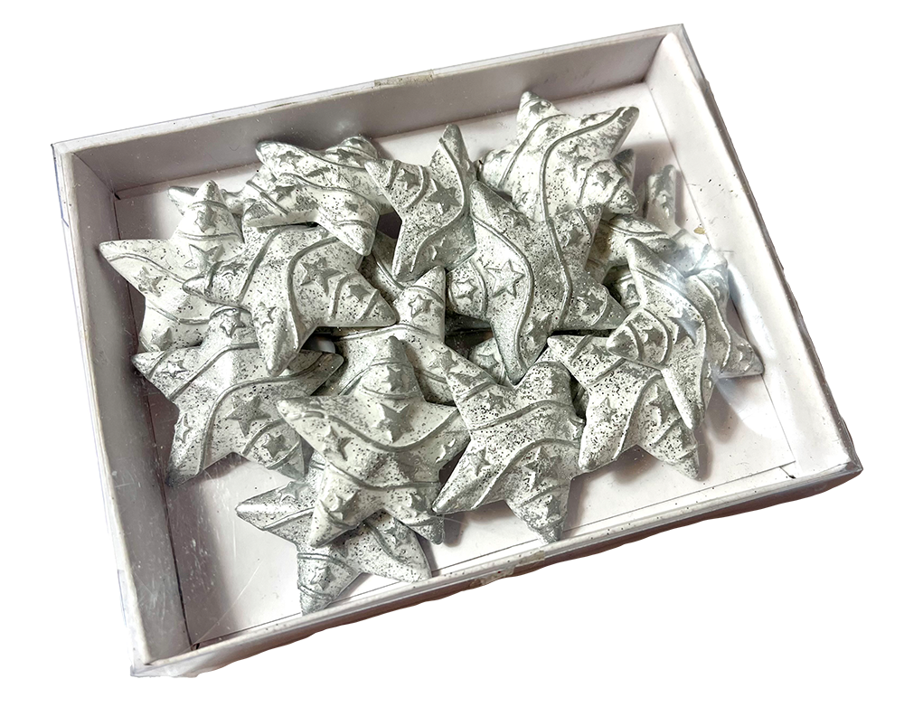 Polyresin-Sterne,  ca. 32 mm, 18 Stück