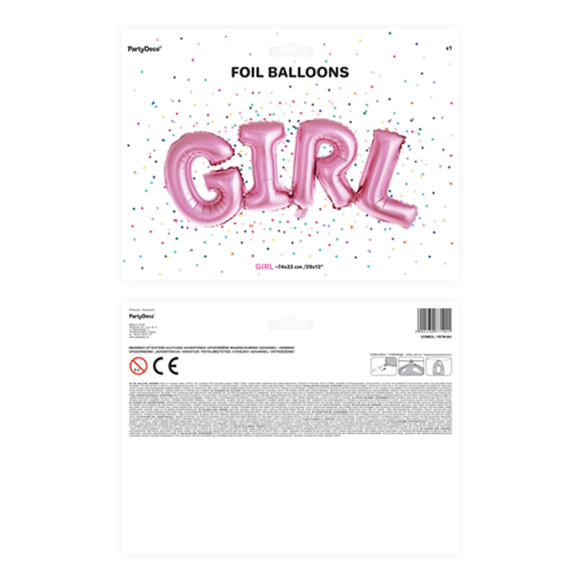 1 Ballon - Schriftzug - GIRL - 74 x 33 cm