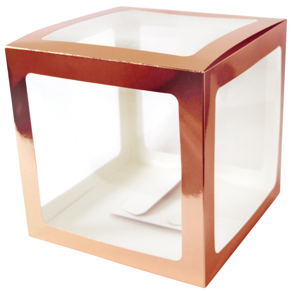 Dekoboxen 30x30x30cm - Rose Gold mit transparenten Sichtfenstern (ohne Buchstaben) 