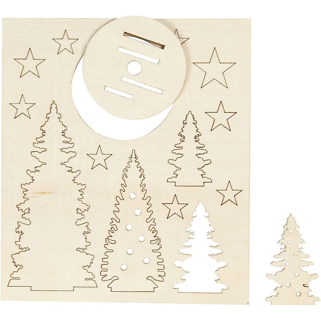 Zusammensteckbare Holzfiguren, Weihnachtsbäume, L: 20 cm, B: 17 cm, 1 Pck
