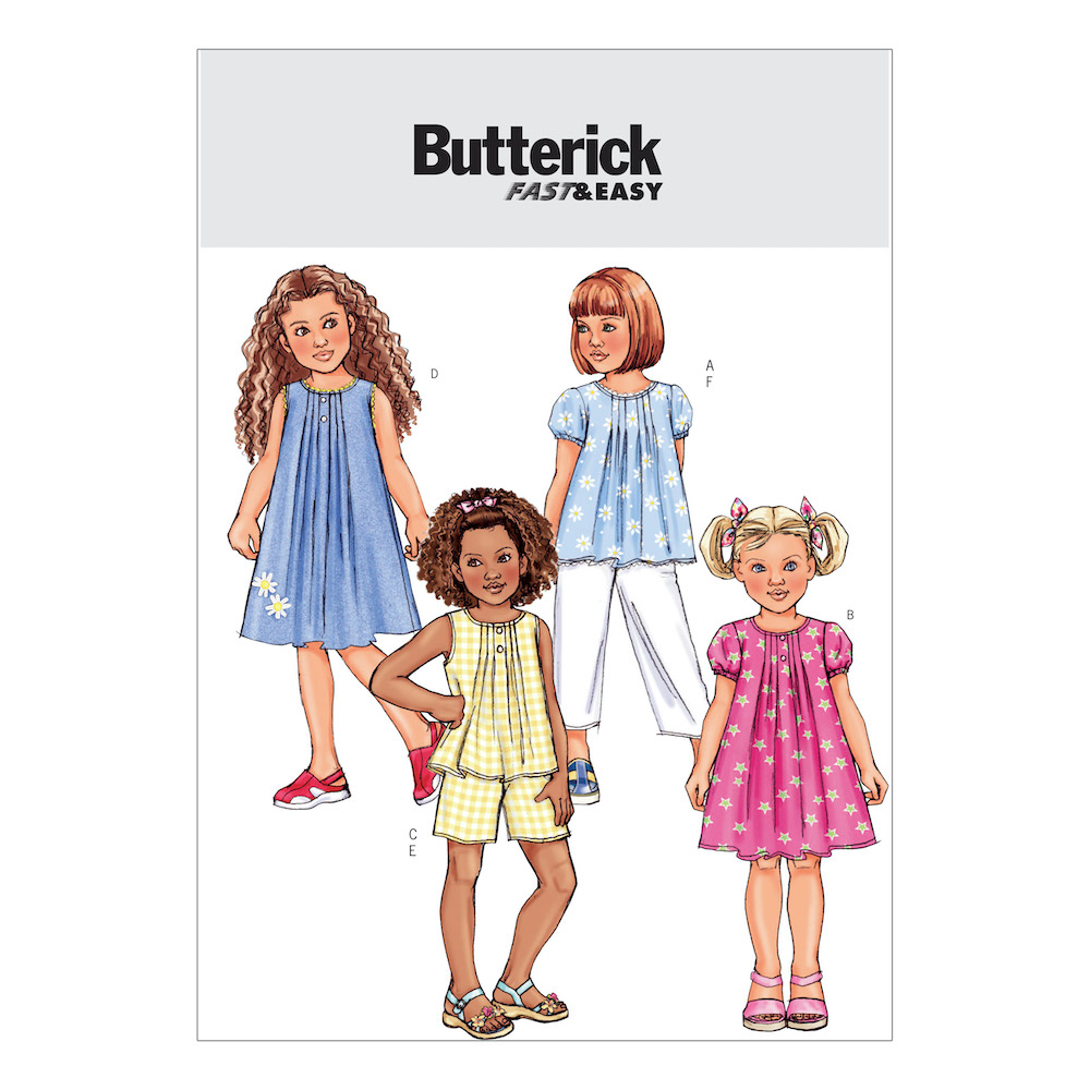 Butterick® Papierschnittmuster Mädchen Kleid/Bluse/Top/Shorts B4176