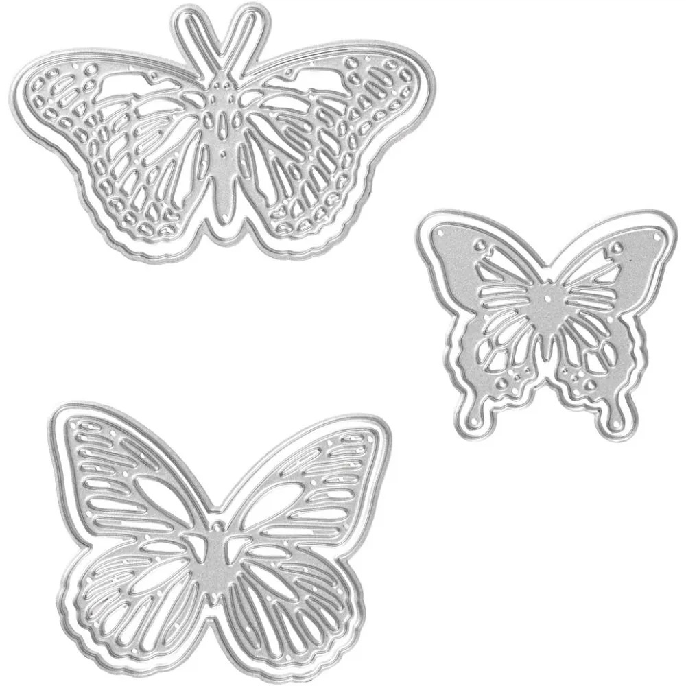 Stanz- und Prägeformen, Schmetterlinge, Größe 5x4,5+6,5x5+8x4,5 cm, 1 Stk.