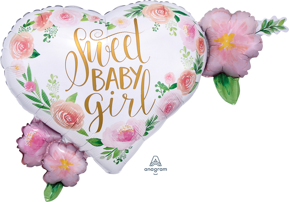Folienballon XXL - Sweet Baby Girl Herz - 68cm