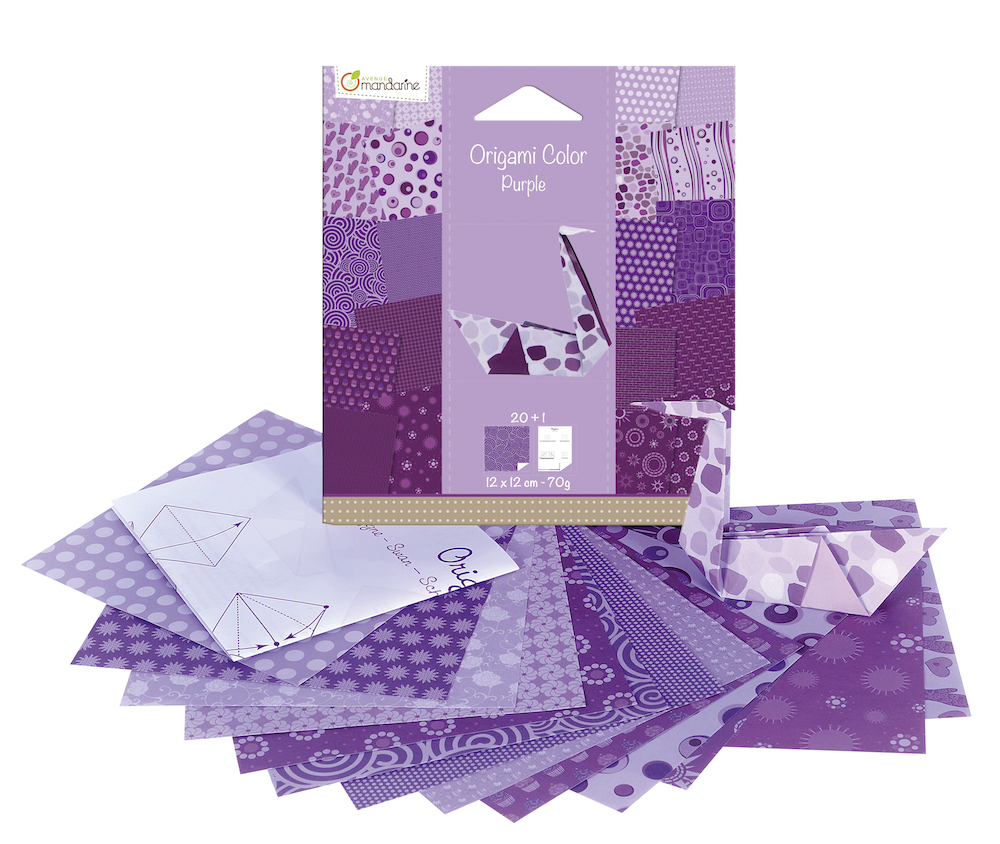 Avenue Mandarine, Origami Color, Packung mit 20 Blatt Origamipapier 12x12cm, 70g - Violett