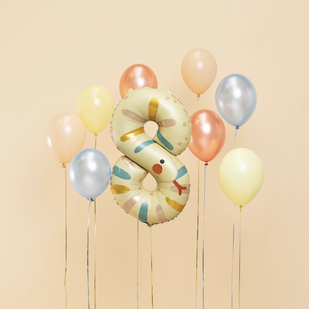 Folienballon Zahl 8 Schlange, 55x88cm, 1 Stück